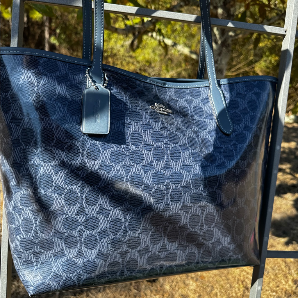 Coach Navy Blue Signature Tote
